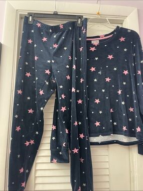 Star Print Navy & Pink Kids Pajama Set - Cozy Long Sleeve Top & Pants